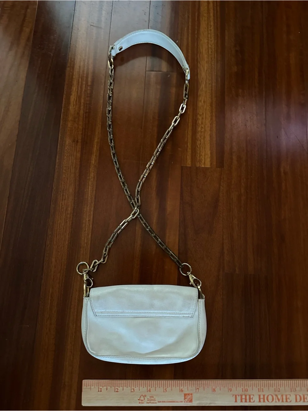Tory Burch Cream Leather Crossbody with Gold Chain Strap